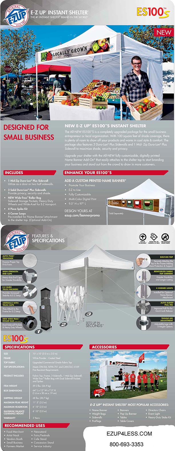 E-Z UP ES100S Value Pak 10' x 10' Canopy Tent Shelter