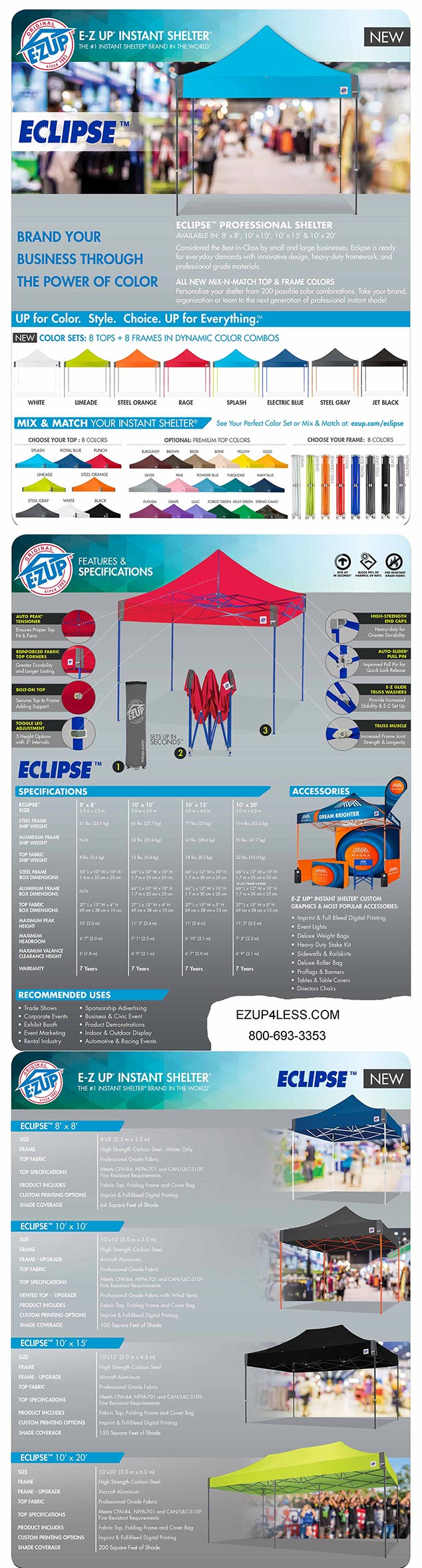 E-Z UP Eclipse 10' x 15' Shelter with Steel Frame